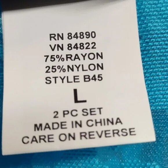 Salon Studio 2 Pieces Set Blue Abstract Floral Button Down Top Blouse Size L - Picture 13 of 13